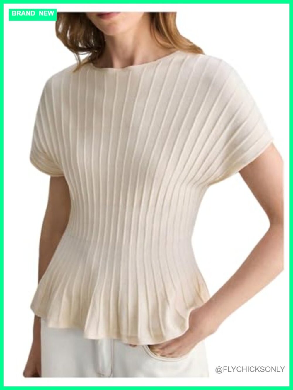 Women's Textured Ruffle Peplum Short Sleeve Knit Tunic Top Business Casual